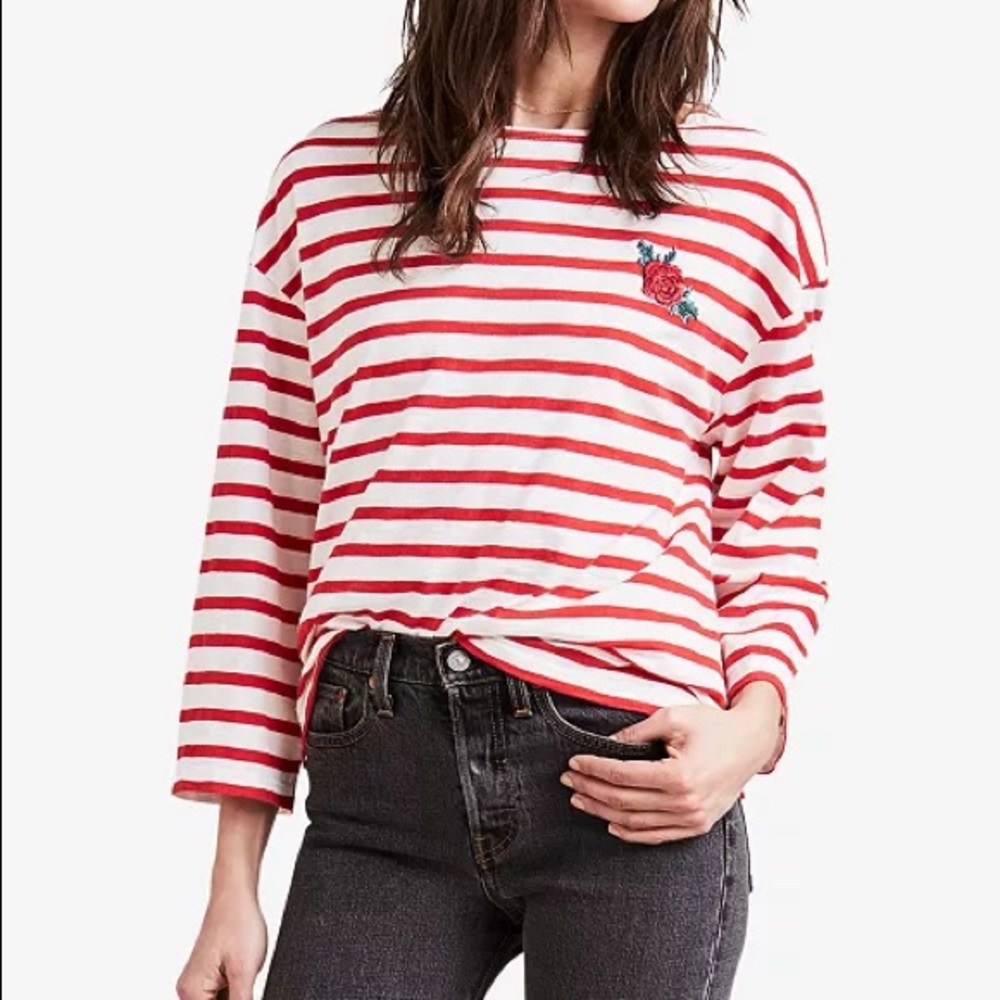 Levi’s Embroidered Rose Stripe Sailor T-shirt